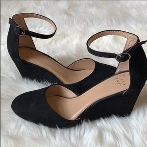 Black suede wedges